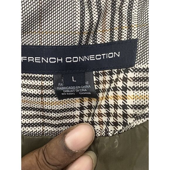 French Connection Hooded Puffer Coat Black Front Zip & Snap Pockets Size Large - Picture 6 of 9